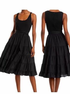 PAIGE Black Tiered Midi Dress